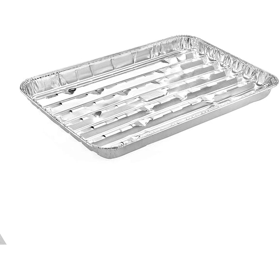 VeZee Disposable Small Broiler Aluminum Pans for Baking & BBQ - Convenient for Easy Cleanup and Delicious Grilling - Perfect for Home and Commercial Use - 50 Counts