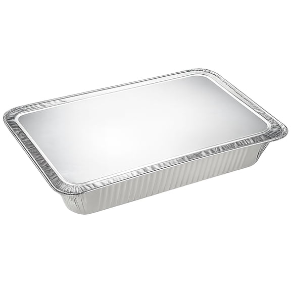 VeZee Full Size Deep Aluminum Foil Pans with Aluminum Lids | Covered Baking Pans, Party Trays & Meal Storage Containers: 50 Count