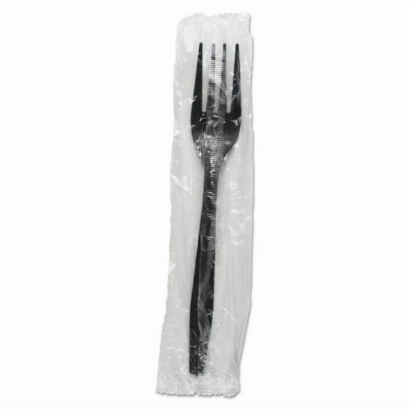 VeZee Film Wrapped Heavy Weght Black Disposable Plastic Forks, Good for Parties, Weddings, Restaurant, Hotels & Home: 1000 Pcs