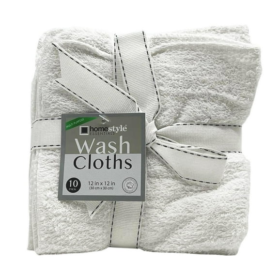 VeZee Home Style Essential 100% Cotton White Wash Cloths, 12x12 in, 480 Pieces