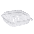 thumbnail image 1 of VeZee Model # C90PST1| 8 .25"X8.25" X3" ClearSeal Hinged Lid Plastic Container Use for Take-out/to-Go Food, Sandwiches, Cake, Salad:250CT, 1 of 6