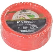 VeZee Red 12oz Disposable Plastic Bowls, 100 Count Bulk Pack for Elegant Parties