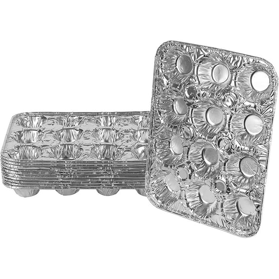 VeZee Reusable & Disposable Aluminum 12 Cavity Mini Muffin Foil Pans: Can hold 12 Cupcakes/Muffins & Pie: Qty-28