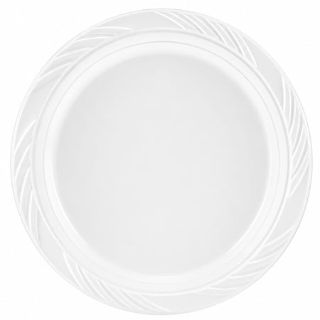 VeZee' Serving 10" Disposable Plastic Plates Durable Microwave Safe for Daily Use and Parties (200)