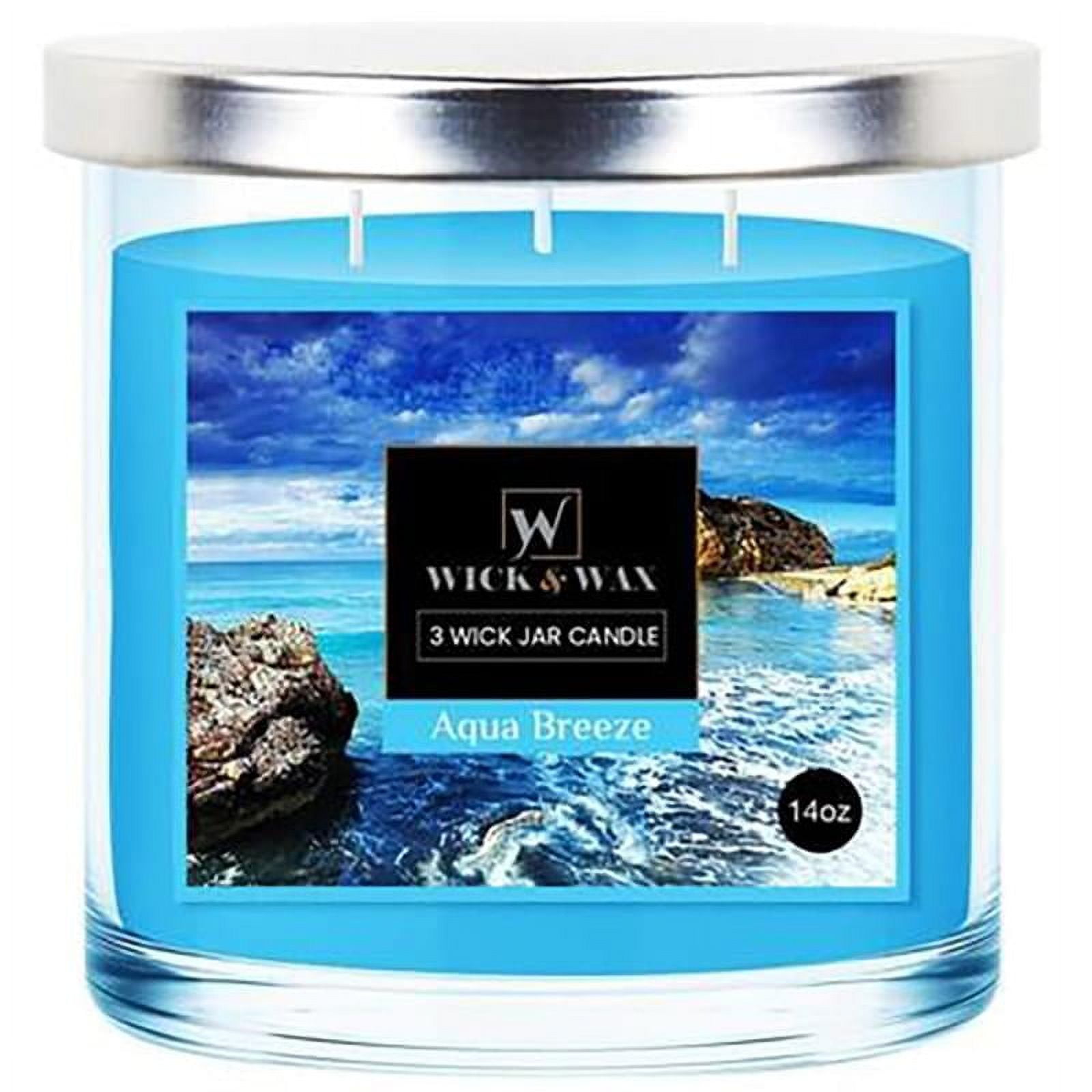 VeZee's 3 Wick 14 oz Aqua Breeze Scented Jar Candles by Wick & Wax, Lift your spirits with the refreshing, pleasant fragrance:2 Jars
