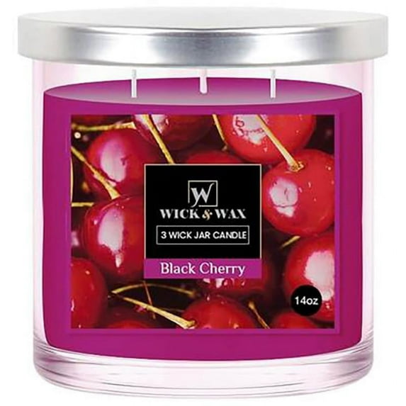 VeZee's 3 Wick 14 oz Black Cherry Scented Jar Candles by Wick & Wax, Lift your spirits with the refreshing, pleasant fragrance:2 Jars