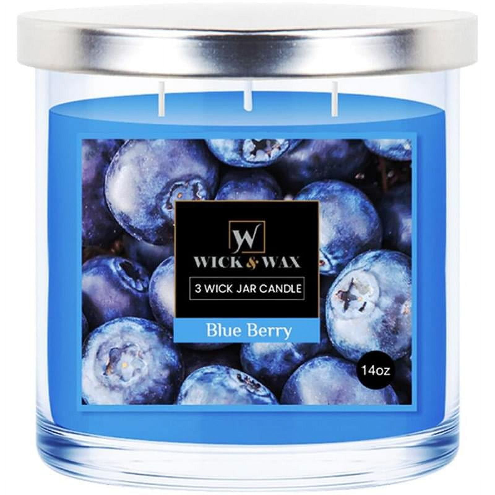 VeZee's 3 Wick 14 oz Blueberry Scented Jar Candles by Wick & Wax, Lift your spirits with the refreshing, pleasant fragrance:2 Jars