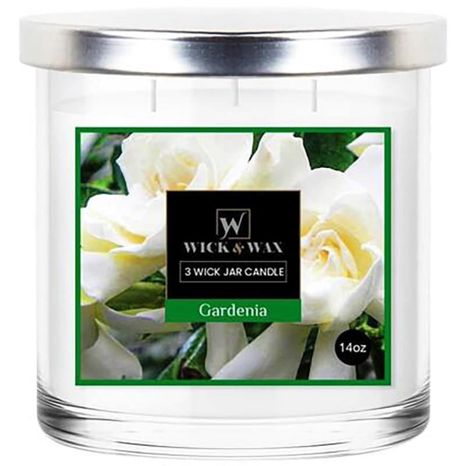 VeZee's 3 Wick 14 oz Gardenia Scented Jar Candles by Wick & Wax, Lift your spirits with the refreshing, pleasant fragrance:2 Jars