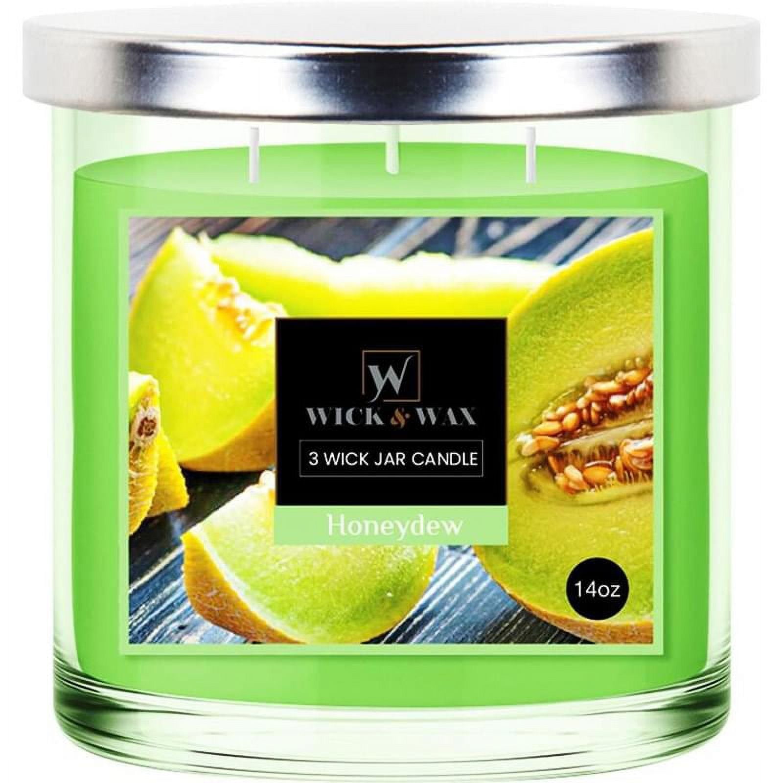 VeZee's 3 Wick 14 oz Honeydew Scented Jar Candles by Wick & Wax, Lift your spirits with the refreshing, pleasant fragrance:2 Jars