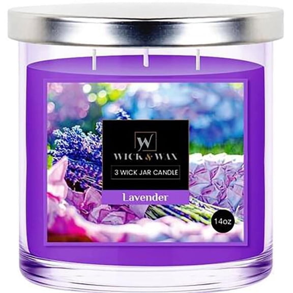 VeZee's 3 Wick 14 oz Lavender Scented Jar Candles by Wick & Wax, Lift your spirits with the refreshing, pleasant fragrance:1 Jar
