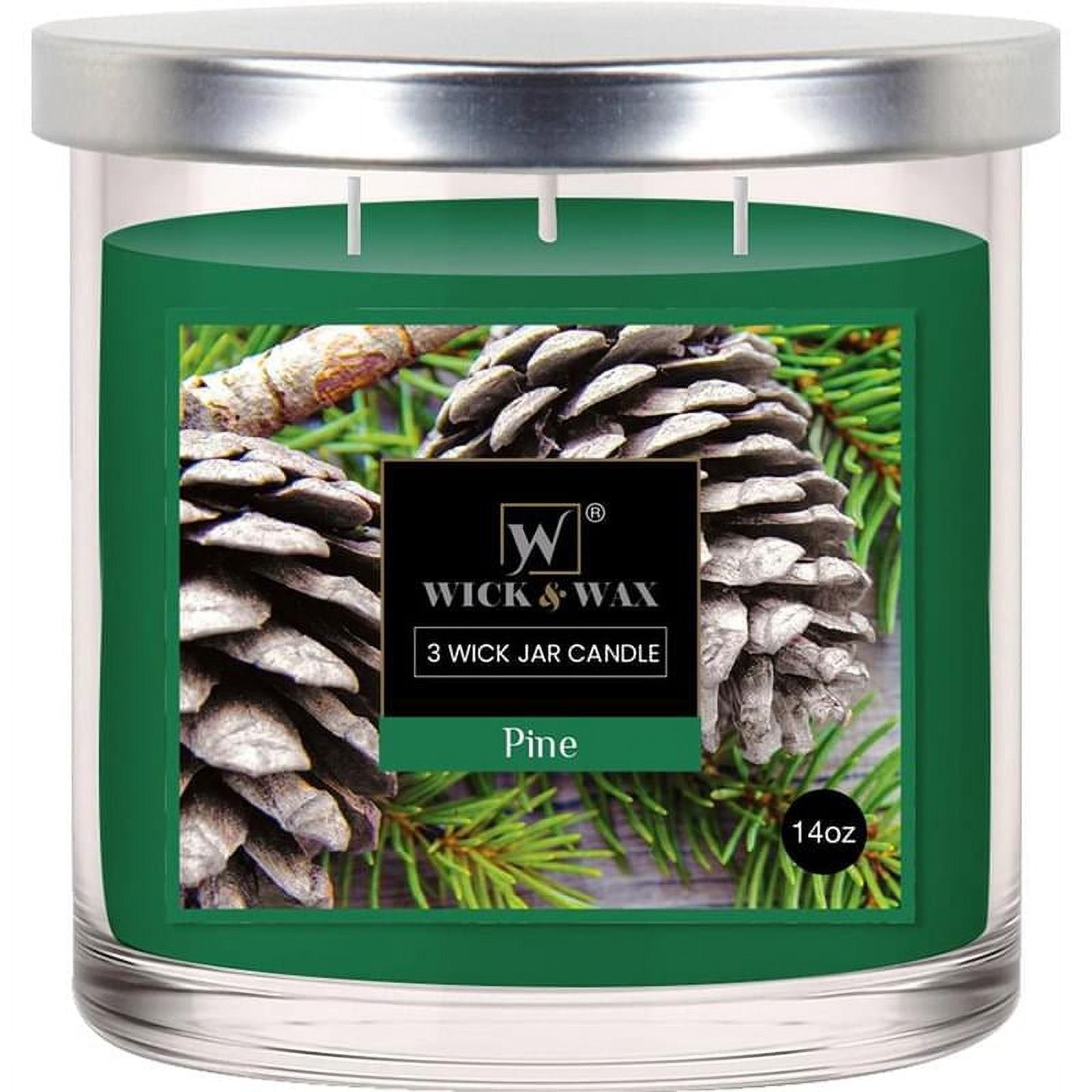 VeZee's 3 Wick 14 oz Pine Scented Jar Candles by Wick & Wax, Lift your spirits with the refreshing, pleasant fragrance:2 Jars