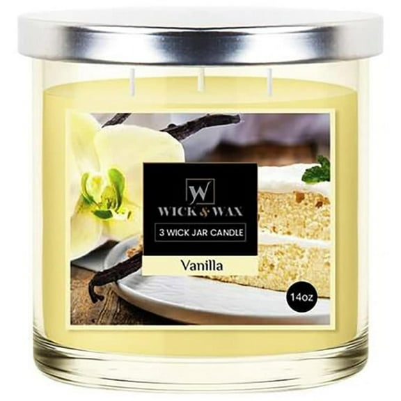VeZee's 3 Wick 14 oz Vanilla Scented Jar Cadles by Wick & Wax, Lift your spirits with the refreshing, pleasant fragrance:4 Jars