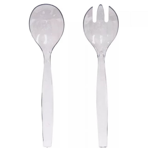 VeZee's 6 Pcs Plastic Serving Utensils, Clear Heavy Duty Disposable utensil | Set 10" Spoons 10" Forks | 3 Each in One Set|- 48 Sets