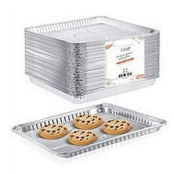 VeZee's Aluminum 12.75X8.87X1.25 inches Cookie Sheet Baking Pans: Disposable Aluminum Foil Trays Ideal for Brownie, Coffee Cakes, Side Dishes : 25 Sheets