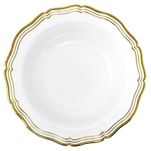 VeZee 's Aristocrat Collections: 7.5 inches Soup Bowls White & Gold Border: BPA Free for All Occasions: 120CT