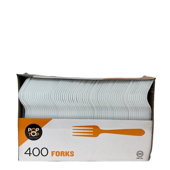 VeZee's Disposable POP-TOP Premimum Quality White Medium Weght 400CT Value Pack Forks : 10 Pack