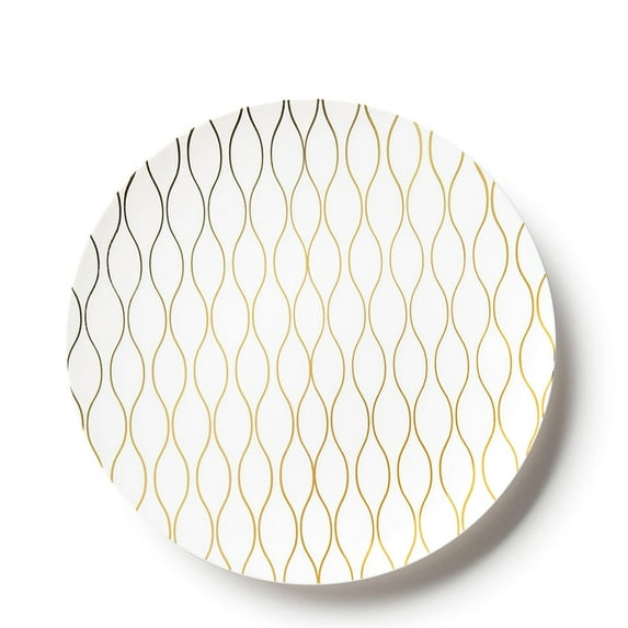VeZee's Disposable Whisk Collection Plastic 7.5" Salad/Dessert Plates White & Gold -Stunning and Perfect for Any Occasions: Qty 100