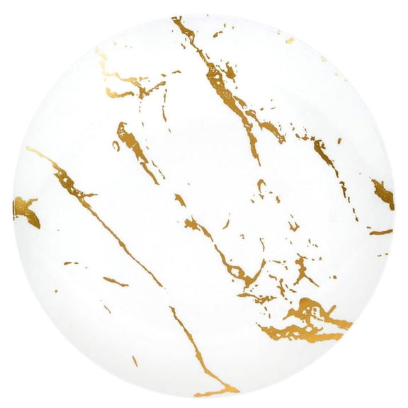 VeZee's Gold Stroke Collection : 9inches White with Gold Stroke Meal Plates, Elegant Look for All kind of Parties & Occasions:10CT
