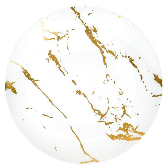 VeZee's Gold Stroke White 10.25" Dinner Plates for Elegant Parties & All Occasions : Qty 200
