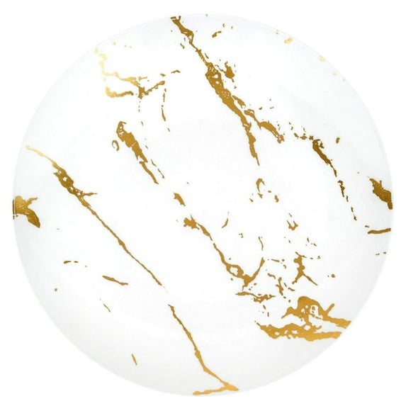 VeZee's Gold Stroke White 10.25" Dinner Plates for Elegant Parties & All Occasions : Qty 50