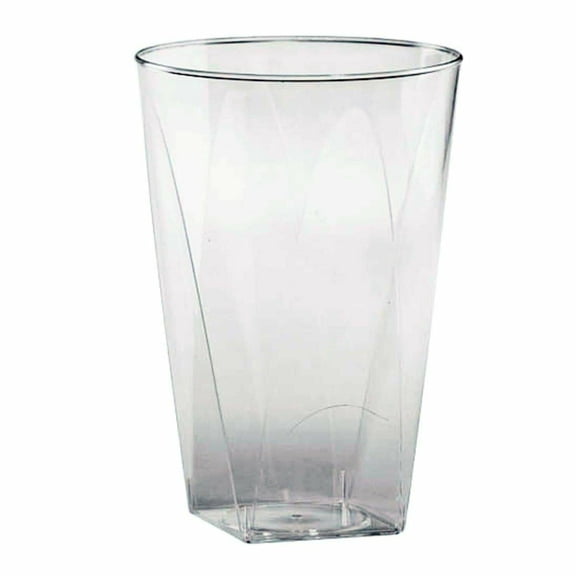 VeZee's Hanna K. Signature 10oz Disposable Clear Plastic Unbreakable Square Bottom Wine Tumbler for Elegant Parties, Weddings & All Occasions: 1000CT