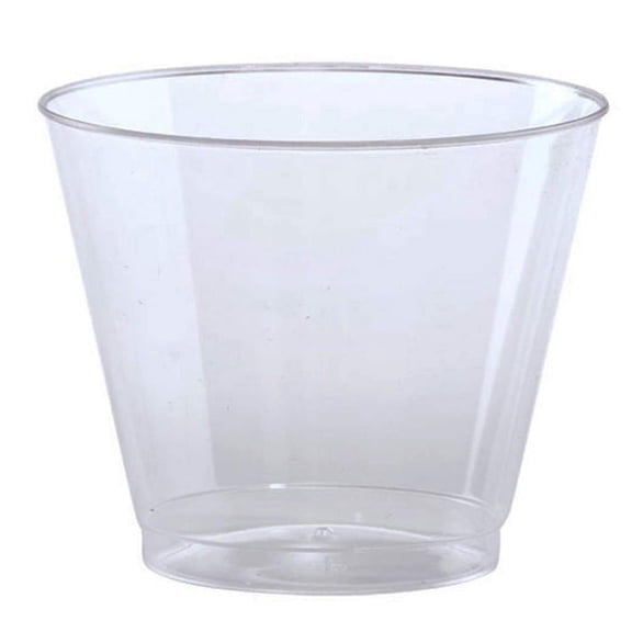 VeZee's Hanna K. Signature 9oz Disposable Old Fashioned Clear Plastic Tumblers for Elegant Parties, Weddings & All Occasions: 100CT