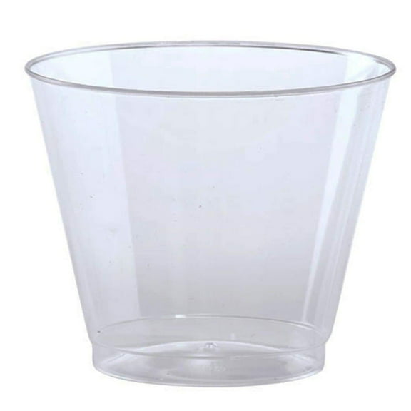 VeZee's Hanna K. Signature Old Fashioned 9oz Disposable Clear Plastic Tumbler 50/Pack for Elagant Parties, Weddings & All Occasions: 5 Packs