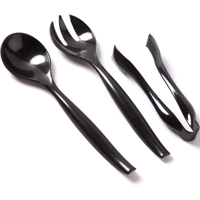 VeZee's Plastic Serving Utensils, Black Heavy Duty Disposable utensil