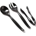 thumbnail image 1 of VeZee's Plastic Serving Utensils, Black Heavy Duty Disposable utensil | Set 10" Spoons 10" Forks 6" Tongs | 3 Each in One Set| 54 Count, 1 of 5