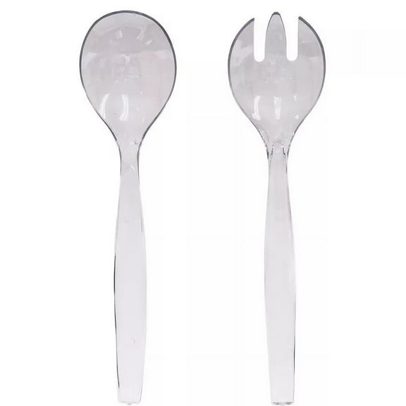 VeZee's Plastic Serving Utensils, Clear Heavy Duty Disposable utensil | Pcs 10" Spoons 10" Forks | 3 Each in One Set| 36 Pcs