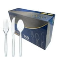 thumbnail image 1 of VeZee's Sapphire Settings Durable Flatware Clear Disposable Fancy High quality 360 Pcs/Box Utensils Set|Box Include: 60 Knives, 180 Forks & 120 Spoons| 1 Box, 1 of 5