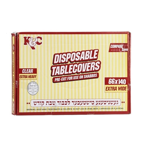 VeZees Disposable Clear Extra Heavy Duty Table Cover or Cover Protector: Pre Cut for use on Shabbos, Great for All Occasions (66x90 - 16 Count): 160CT