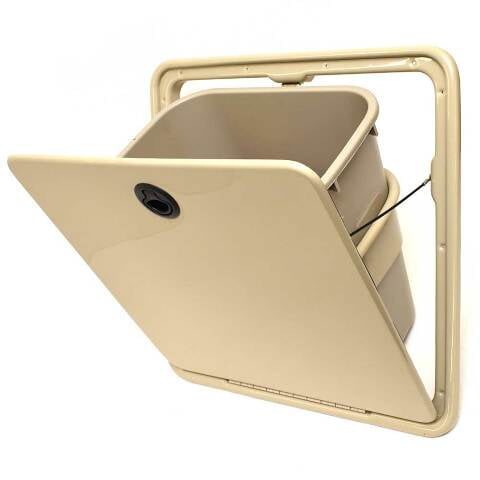 Veada Boat Tilt-Out Trash Door V-135 | w/ Bin 18 1/4 x 18 1/4 Inch Tan