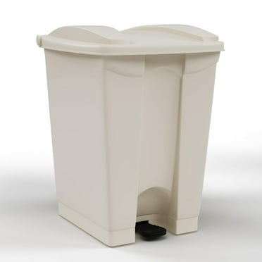 Veado 12 Gallon Beige Rectangular Step-On Waste Container | Outdoor Office Restaurant School Kitchen | Commercial Garbage and Trash Container