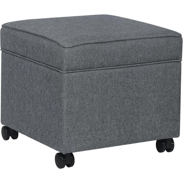 Veado Square Fabric Ottoman with Storage, Upholstered Cotton