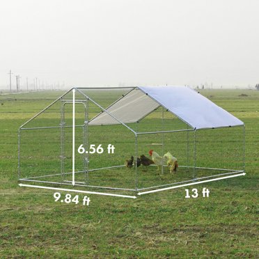 Yamisii Large Metal Walk-In Chicken Coop - Steel, Green, Walk-In Type, Lockable, Roof Included (Multiple Sizes)