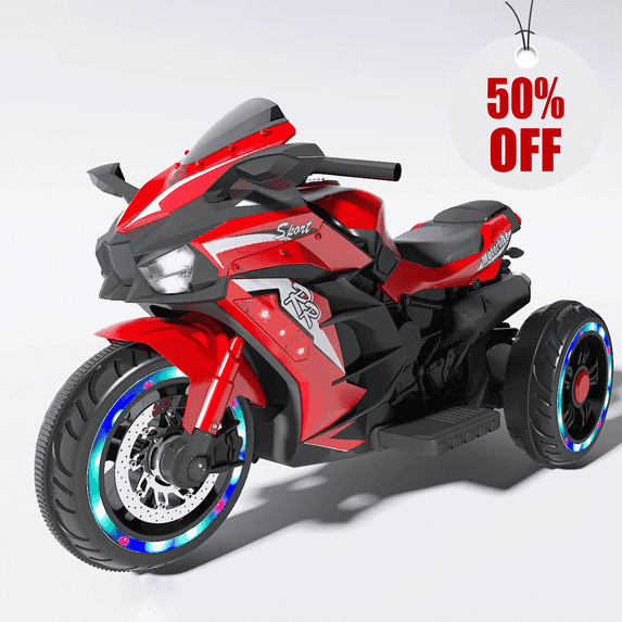 Veakar 12V Electric Motorcycle for Kids, Motorcycle Ride On Car Toy, 110 Lbs Load, Bluetooth, Music, LED