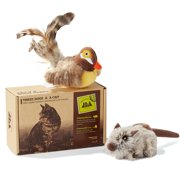 Vealind Three Dogs & A Cat Melody Chaser Interactive Cat Toy (Brown Bird & Grey Mouse)