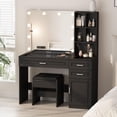 thumbnail image 1 of Veanerwood 3 Piece Modern Adjustable Vanity Table Set, Black, 1 of 11