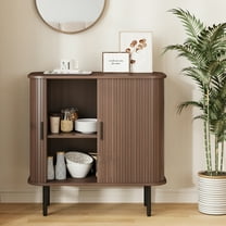 VEANERWOOD Sideboard Buffet Cabinet 31” Rustic Storage Cabinet with 2 Sliding Tambour Doors for Kitchen, Living Room, Hallway, Entryway