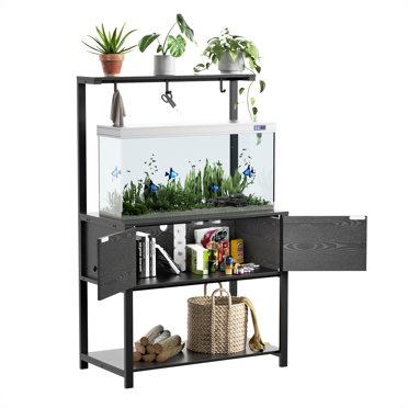 TAUS Wooden Aquarium Stand – 40-50 Gallon Tank Cabinet With Power Outlets, White