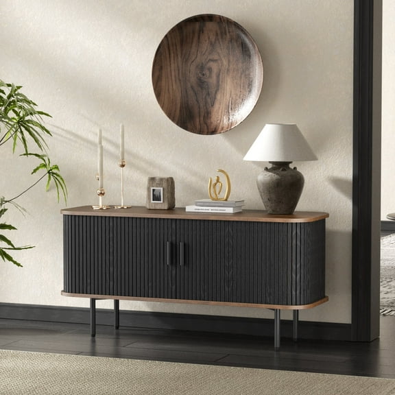 Veanerwood 47''W Black Cabinet with Storage