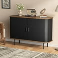 thumbnail image 1 of VEANERWOOD Sideboard Buffet Cabinet 47" Storage Cabinet with 2 Sliding Tambour Doors & Adjustable Shelves, Console Table for Kitchen Office Bedroom Hallway Entryway, Black, 1 of 10