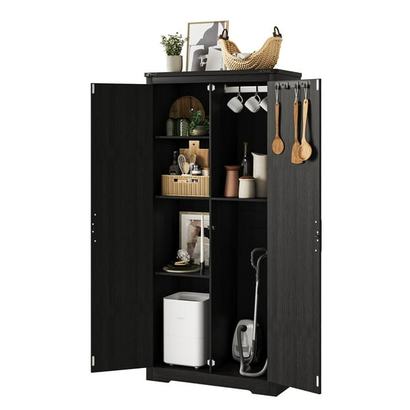 72"H Farmhouse Storage Cabinet with Adjustable Shelves, Large Pantry Organize with 2 Barn Doors, Tall Freestanding Cabinet for Kitchen, Bathroom/Garage/Basement/Living/Utility Room