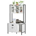 thumbnail image 1 of Veanerwood Cat Litter Box Enclosure with Storage Cabinet, Large Hidden Cat Litter Box Furniture with Shelf, Sturdy Metal Frame Pet Washroom Indoor Cat House with Cat Scratching Pad (White), 1 of 9