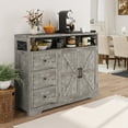 thumbnail image 1 of Veanerwood 2-Doors 3-Drawers Farmhouse Kitchen Sideboard,Buffet Cabinet with Adjustable Shelves and Charging Station, Washed Grey, 1 of 8