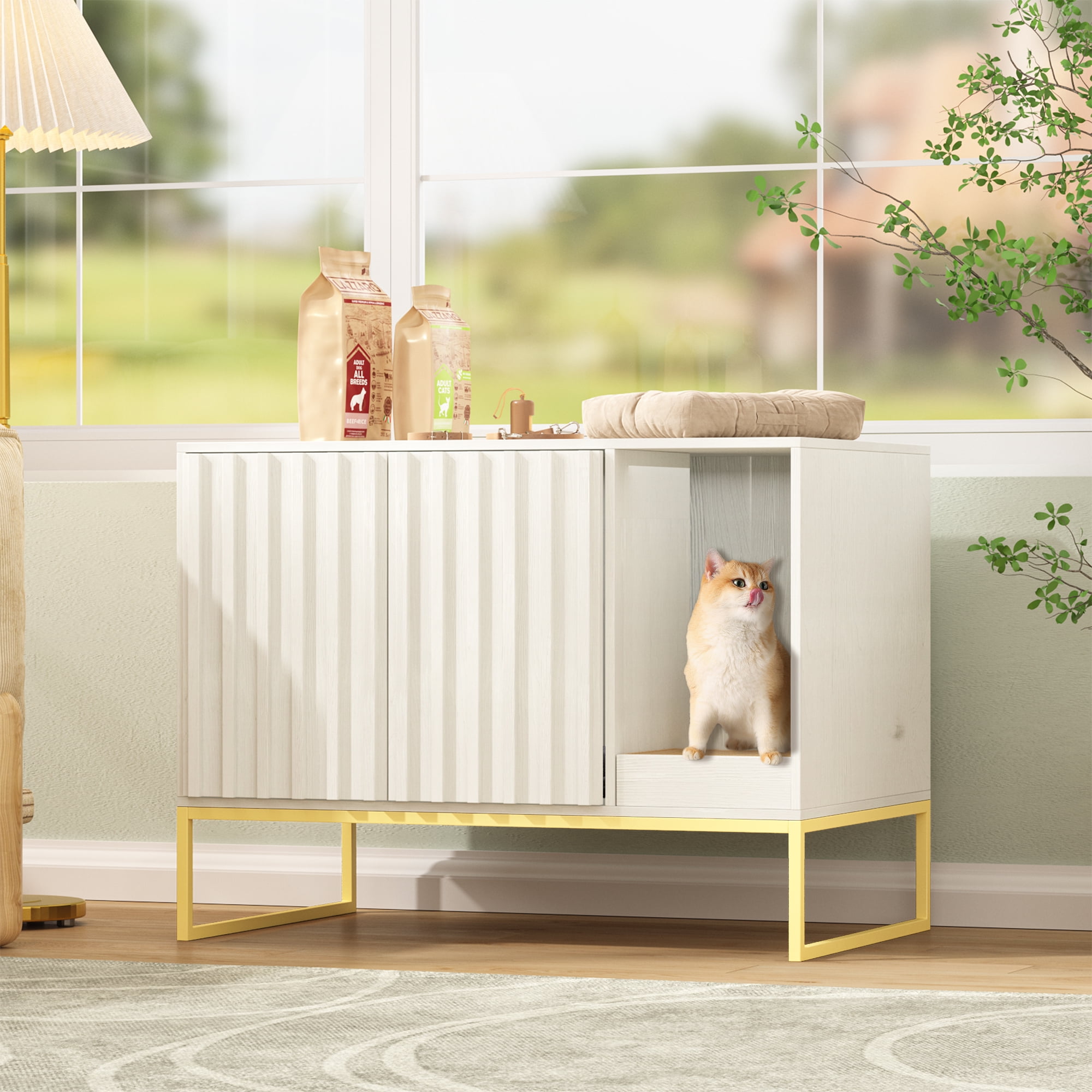 Veanerwood Litter Box Enclosure,Modern Cat Litter Box Enclosure