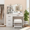 thumbnail image 1 of Veanerwood Makeup Vanity Set with Lights and 4 Drawers, Modern Vanity Table 3 Lighting Colors, 39.4in, White, 1 of 10