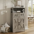 thumbnail image 1 of Rustic Farmhouse Storage Cabinet with Drawers and Shelves, Freestanding Kitchen Pantry Storage Cabinet, Floor Storage Cabinet Hutch Cupboard for Dining/Living Room/Home Office, Washed Grey, 1 of 11