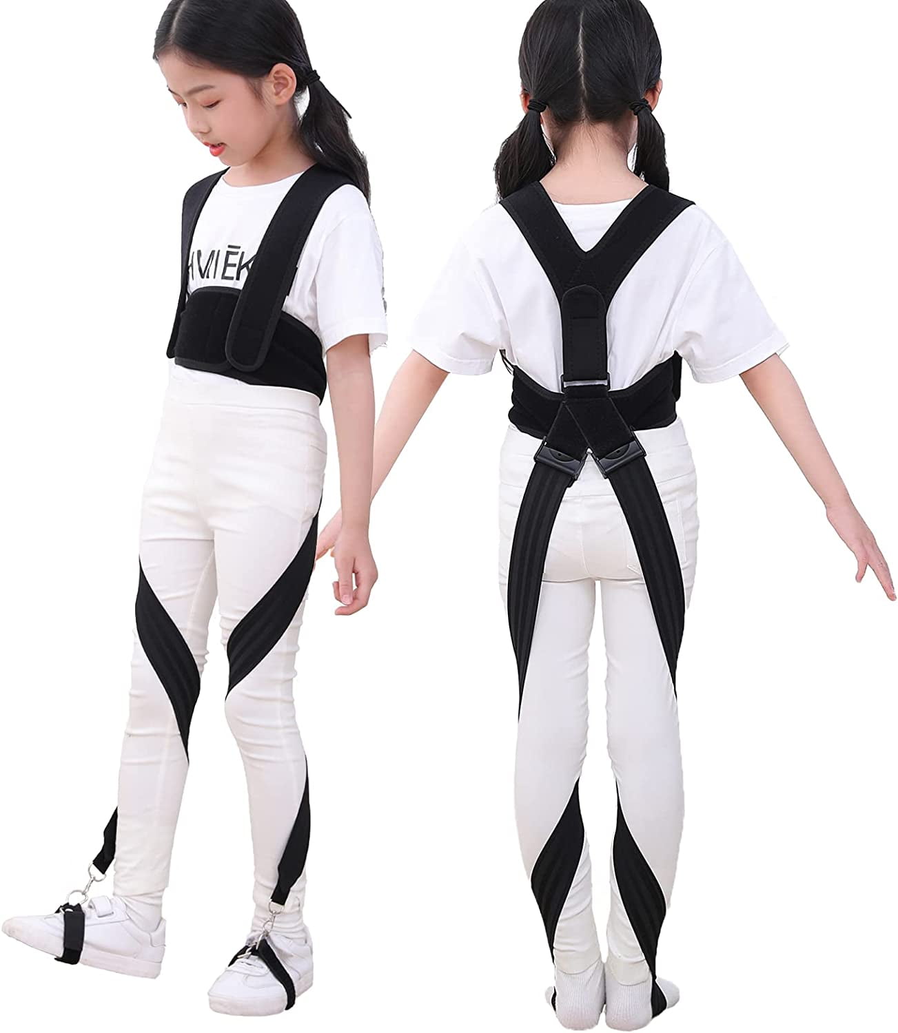 Veanvoky O/X Leg Type Correction Belt Leg Posture Corrector Band Bandage Unisex Teens O/ X Legs Bandage Lightweight Pediatric Straighten Belt for Men Women and Children for Day and Night Black (Small)